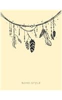 Boho style: Feather on white on yellow cover and Dot Graph Line Sketch pages, Extra large (8.5 x 11) inches, 110 pages, White paper, Sketch, Draw and Paint(3 Feather on White on Yellow Notebook)