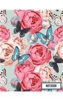 Notebook: Floral Print (Journal/Diary/Notebook) (Composition Book Journal) (8.5 X 11 Large) Professionally Designed