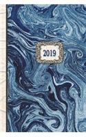 2019 Planner - Marbled Blue: Daily - Weekly - Monthly - Annual Organizer with Contacts & Passwords & Birthdays(2019 Weekly Planner Organizer Diary)