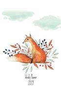 Weekly Planner 2019: 12 Month Planner: Month View and Weekly Breakdown: Calendar Schedule Organizer and Journal Notebook (8x10 inches, 139 pages)(Pretty Fox & Cloud Planners)