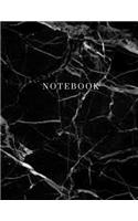 Notebook: Unlined Notebook - Large Blank Journal (8.5 x 11 inches) - 100 pages, Smooth Matte Black Marble Cover