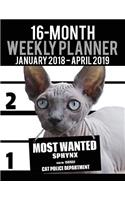 2018-2019 Weekly Planner - Most Wanted Sphynx: Daily Diary Monthly Yearly Calendar Large 8.5" x 11" Schedule Journal Organizer(20 Cat Planners 2018-2019)