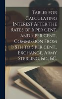 Tables for Calculating Interest After the Rates of 6 per Cent. and 5 per Cent., Commission From 1/8th to 5 per Cent., Exchange, Army Sterling, &c., &c. [microform]