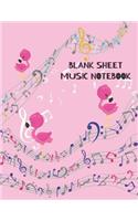 Blank Sheet Music Notebook: Music Manuscript Notebook With Cute Flamingo For Girls, Staff Paper