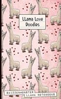 Llama Love Doodles: Cute llama notebook with dot-grid and blank pages for stress relief doodling