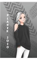 Planer 2020: Terminplaner Monatsplaner und Wochenplaner Organizer Anime Blonde Teenager-Mädchen-Kunst