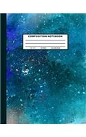 Composition Notebook: Blue Green White Splash Texture Cover Design College Ruled 120 Blank Lined Pages 8.5 X 11 Matte Finished Soft Cover