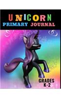 Unicorn Primary Journal Grades K-2: Cute Black unicorn Half Ruled Dotted Page with Blank Picture Space, (110 Pages. Size: 8.5" x 11") Compose Your Own Story, Fun Unicorn Cover, Kinderg