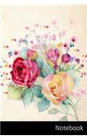 Notebook: Flor, Floral, Fondo, Frontera Cuaderno / Diario / Libro de escritura / Notas - 6 x 9 pulgadas (15.24 x 22.86 cm), 150 páginas, superficie brillante.