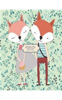 sketchbook: Cute fox in love green cover (8.5 x 11) inches 110 pages, Blank Unlined Paper for Sketching, Drawing, Whiting, Journaling & Doodling(4 Cute Fox in Love Green Sketchbook)