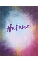 Helena: Helena personalized journal blank book. Large 8.5 x 11 Attractive watercolor texture purple pink orange & blue tones. arty stylish pretty journal fo