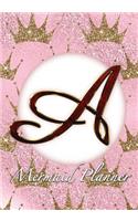 A Mermaid Planner: 52 Week Mermaid Monogram Undated Planner and Journal - Pink Golden Crowns