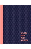 Hexagon Graph Paper Notebook: 8 1/2 X 11, 120 Pages of Hexagonal Paper with a Cute Navy and Pink Cover for Quilt Design, Mapmaking, and More