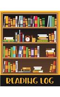 Reading Log: Books on the Shelves Style Reading Lover Journal Book Size 8x10 Inches 104 Pages