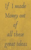 If I Made Money Out of All These Great Ideas: -Blank Lined Journal Notebook to Write in --100 Page Lined 8.5 X 11 Inches