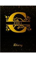 Cora Diary: Letter C Personalized First Name Personal Writing Journal Black Gold Glittery Space Effect Cover Daily Diaries for Journalists & Writers Note Taking