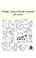 Weekly Animal Doodle Calendar for 2020: Doodle a weekly animal! / Big Size / Create your own animal doodles / Weekly doodle prompt / Black and White(4 Daisy's Doodle Diaries)