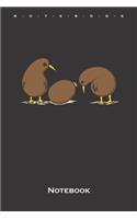 Two Kiwi birds with a Kiwi fruit Notebook