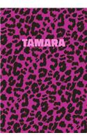 Tamara: Personalized Pink Leopard Print Notebook (Animal Skin Pattern). College Ruled (Lined) Journal for Notes, Diary, Journaling. Wild Cat Theme Design wi