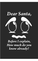 Dear Santa, Before i explain, How much do you know already?