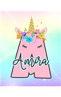 Amira: Girls Unicorn Journal to Write In - Personalized Journal