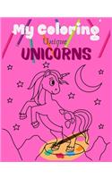 My Coloring Unique UNICORNS: Unicorn Friends and Other Cute Baby Animals Coloring Pages for Kids, Toddlers, Preschool - Unicorn Coloring Book for Kids Ages 4-8 US and UK VERSION