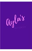 Ayla's Notebook: Ayla 6x9 personalized journal notebook. Attractive girly sassy modern stylish purple pink cover. Arty stylish pretty journal for girls.