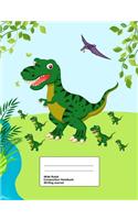 Wide Ruled Composition Notebook Writing Journal: 100 Pages Lined Paper, Blank Book, Best Paper Notebook, Doodle Journal, Cute Animal Designs Dinosaur for Boys Green