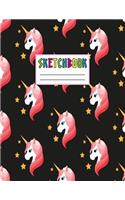 Sketcbook: Cute Unicorn Kawaii Sketch Book for Girls, Kids, Teens, Women (Perfect for Sketching, Drawing, Doodling, Journal, Note Pad, Birthday Party Favors)