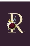 R: Monogram Initial R Flower Journal For Women And Girls, Botanical Flower Floral Decor, 6 x 9 Journal Notebook Diary For Writing Monogrammed Notebook