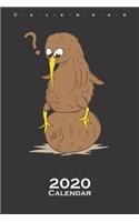 Kiwi bird sitting on Kiwi fruit Calendar 2020