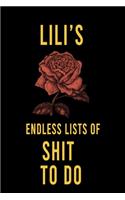 Lili's Endless Lists of Shit to do: Lined Writing Notebook Journal with Personalized Name Quote, 120 Pages, (6x9), Simple Freen Flower With Black Text ... Women, School Teacher, mom, w