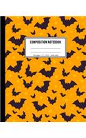 Composition Notebook: Halloween Bat Wide Ruled Notebook For Kids