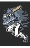 Skull Baseball Player: Skelton Journal, Notepad Planner, Dairy, Journal or College Ruled Notework, "6 x 9" 120 Pages