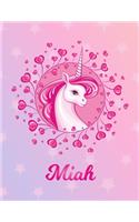 Miah: Miah Magical Unicorn Horse Large Blank Pre-K Primary Draw & Write Storybook Paper - Personalized Letter M Initial Custom First Name Cover - Story Bo