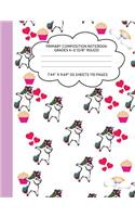 Primary Composition Notebook Grades K-2 (5/8" Ruled): Dabbing Unicorn Journal & Doodle Diary - 112 Pages of Blank & Lined Paper for Writing and Drawing