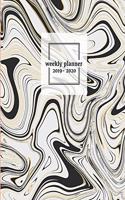 Weekly Planner 2019 - 2020: 2-Year Notebook Calendar, 24-Month Organizer Colorful Journal Softcover Note Book Notes, Stylish Marble Texture Cover Design