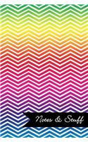 Notes & Stuff Lined Notebook With Bright Colors Chevron Pattern Cover