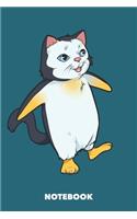 Notebook: Penguin-Cat 6 x 9 inch lined - 120 pages for Creative Cat Lovers