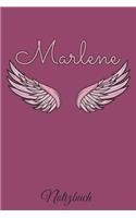 Marlene Notizbuch: Personalisiertes Engel Tage-/ Notizbuch mit dem Vornamen Marlene und ganzen 100 linierten Seiten im 6x9 Zoll Format (ca.DIN A5). Optimal als Schreib