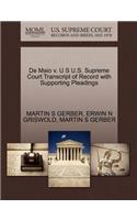 de Maio V. U S U.S. Supreme Court Transcript of Record with Supporting Pleadings