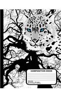 Snow Leopard Composition Notebook 200 Wide Ruled Pages