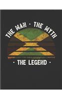 The Man The Myth The Legend: Jamaica Flag Sunset Personalized Gift Idea for Jamaican Coworker Friend or Boss 2020 Calendar Daily Weekly Monthly Planner Organizer