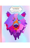 Bear Splashart Notebook: Colorful Panda Splash Art Notebook Wide Ruled 7.5 x 9.25 in, 100 pages book, glossy cover for young artist, student, boys, girls, teacher and Panda 