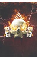 Skull with Speakers Lined Notebook