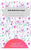 Cute Ilama Theme Wide Ruled Line Paper