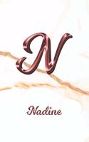 Nadine: Sketchbook - Blank Imaginative Sketch Book Paper - Letter N Rose Gold White Marble Pink Effect Cover - Teach & Practice Drawing for Experienced & As