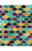 College Ruled Notebook: 140 Lined Pages 8.5 X 11 - Mermaid Tail Scales