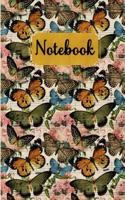 Notebook: Blank Lined Soft Cover Journal, 120 Pages, 6 X 9, Vintage Music Sheet and Butterfly Illustrations Cover