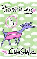 Journal Notebook For Dog Lovers, Happiness Is My Lifestyle Purple Dog 4: 162 Lined and Numbered Pages With Index For Journaling, Writing, Planning and Doodling, For Women, Men, Kids, Easy To Carry Size.